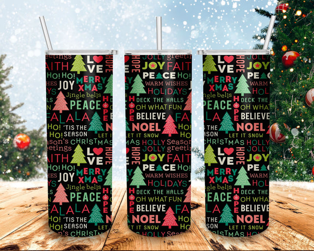 Pine Tree And Typography Tumbler 20oz PNG, File Instant Download, Christmas Tumbler Sublimation BOO-design 