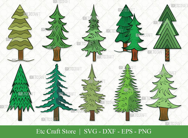 Pine Tree Clipart SVG Cut File | Pine Svg | Tree Svg | Christmas Tree Svg | Bundle | Eps | Dxf | Png SVG ETC Craft 