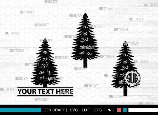 Pine Tree Monogram SVG | Pine Svg | Tree Svg | Christmas Tree Svg | Pine Tree Clipart SVG ETC Craft 