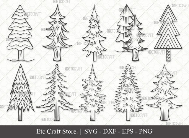 Pine Tree Outline SVG Cut File | Pine Svg | Tree Svg | Christmas Tree Svg | Bundle | Eps | Dxf | Png SVG ETC Craft 
