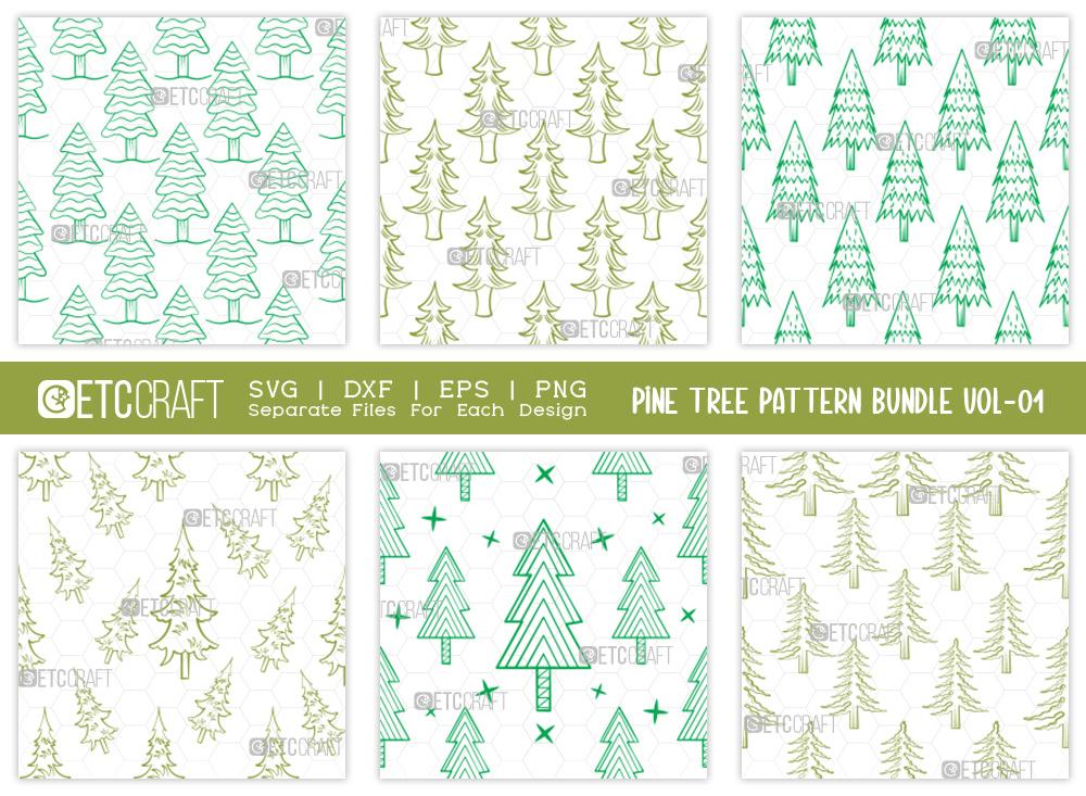 Pine Tree Pattern Bundle Vol-01 SVG Cut File | Christmas Tree Pattern ...