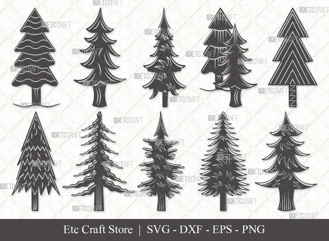 Pine Tree Silhouette SVG Cut File | Pine Svg | Tree Svg | Christmas Tree Svg | Bundle | Eps | Dxf | Png SVG ETC Craft 