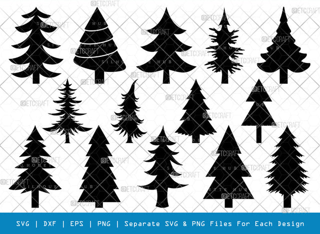 Pine Tree SVG Cut Files | Pine Tree Silhouette | Forest Svg | Pine Svg | Spruce Forest Svg | Nature Svg | Pine Tree Bundle SVG ETC Craft 
