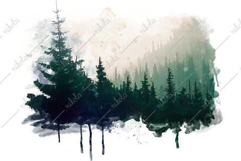 Pine Tree, Watercolor, Forest, Sublimation, Clipart, PNG, JPG Sublimation nikola 