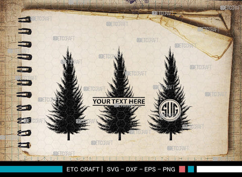 Pine Trees Monogram, Pine Trees Silhouette, Pine Trees SVG, Christmas Trees Svg, Forest Svg, Forest Line Svg, SB00222 SVG ETC Craft 
