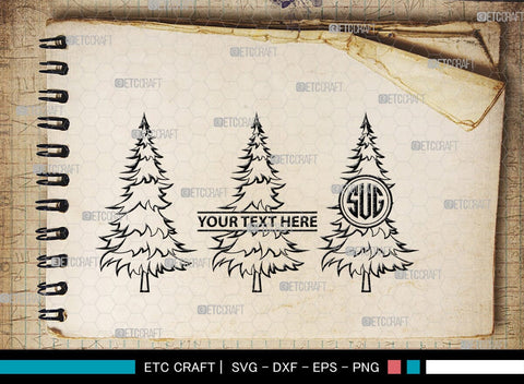 Pine Trees Monogram, Pine Trees Silhouette, Pine Trees SVG, Christmas Trees Svg, Forest Svg, Forest Line Svg, SB00222 SVG ETC Craft 