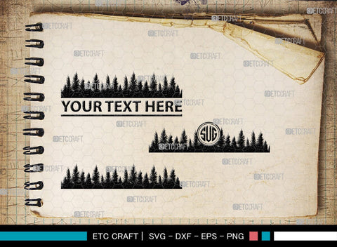 Pine Trees Monogram, Pine Trees Silhouette, Pine Trees SVG, Christmas Trees Svg, Forest Svg, Forest Line Svg, SB00222 SVG ETC Craft 