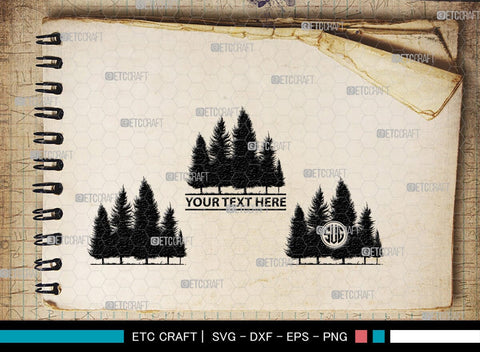 Pine Trees Monogram, Pine Trees Silhouette, Pine Trees SVG, Christmas Trees Svg, Forest Svg, Forest Line Svg, SB00222 SVG ETC Craft 