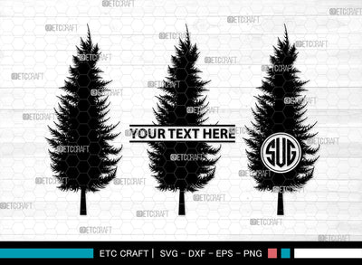 Pine Trees Monogram, Pine Trees Silhouette, Pine Trees SVG, Christmas Trees Svg, Forest Svg, Forest Line Svg, SB00222 SVG ETC Craft 
