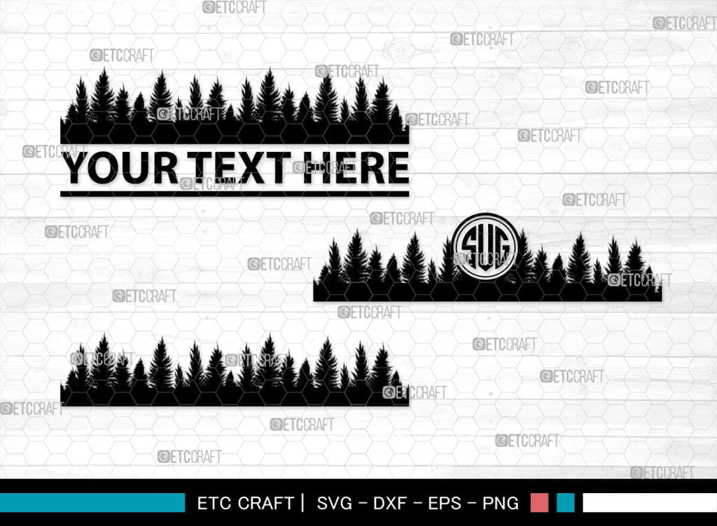 Pine Trees Monogram, Pine Trees Silhouette, Pine Trees SVG, Christmas ...