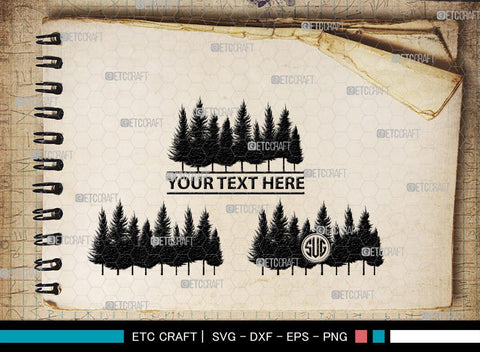 Pine Trees Monogram, Pine Trees Silhouette, Pine Trees SVG, Christmas Trees Svg, Forest Svg, Forest Line Svg, SB00222 SVG ETC Craft 