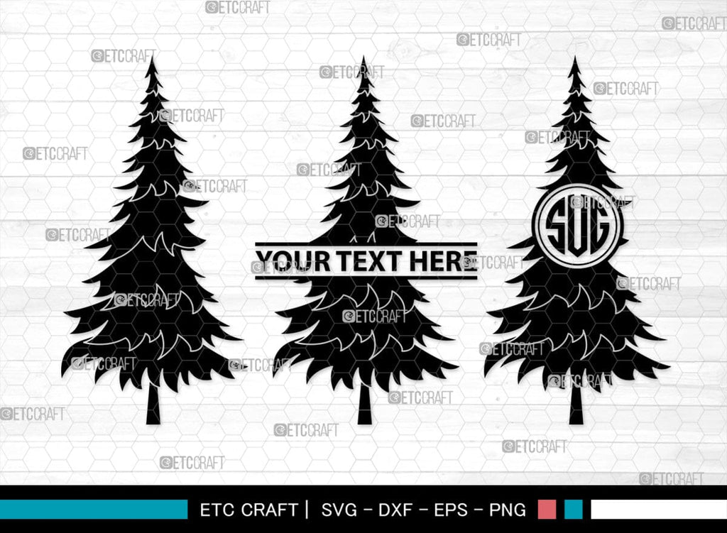 Pine Trees Monogram, Pine Trees Silhouette, Pine Trees SVG, Christmas ...
