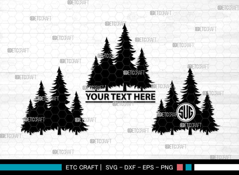 Pine Trees Monogram, Pine Trees Silhouette, Pine Trees SVG, Christmas Trees Svg, Forest Svg, Forest Line Svg, SB00222 SVG ETC Craft 