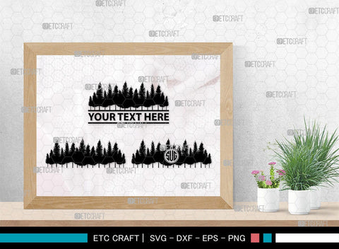 Pine Trees Monogram, Pine Trees Silhouette, Pine Trees SVG, Christmas Trees Svg, Forest Svg, Forest Line Svg, SB00222 SVG ETC Craft 