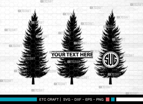 Pine Trees Monogram, Pine Trees Silhouette, Pine Trees SVG, Christmas Trees Svg, Forest Svg, Forest Line Svg, SB00222 SVG ETC Craft 