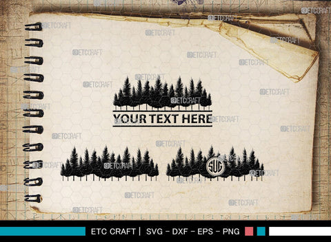 Pine Trees Monogram, Pine Trees Silhouette, Pine Trees SVG, Christmas Trees Svg, Forest Svg, Forest Line Svg, SB00222 SVG ETC Craft 