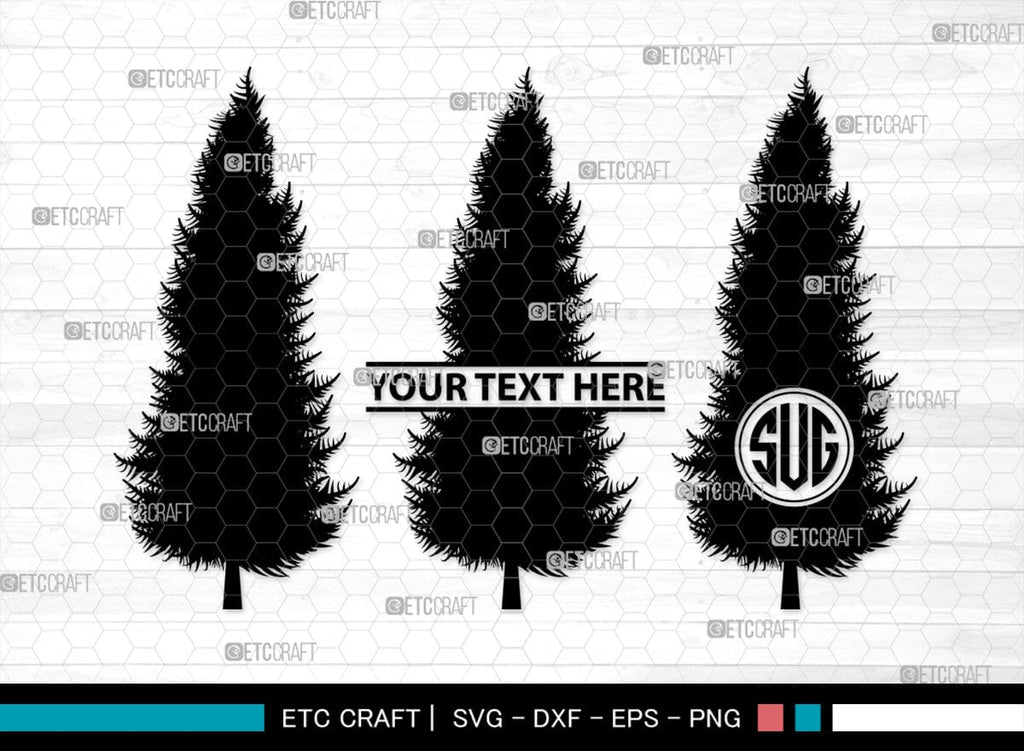 Pine Trees Monogram, Pine Trees Silhouette, Pine Trees SVG, Christmas ...