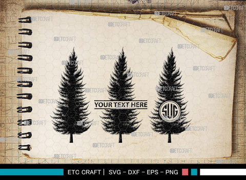 Pine Trees Monogram, Pine Trees Silhouette, Pine Trees SVG, Christmas Trees Svg, Forest Svg, Forest Line Svg, SB00222 SVG ETC Craft 