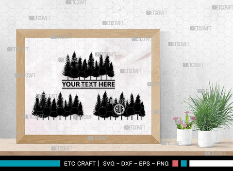 Pine Trees Monogram, Pine Trees Silhouette, Pine Trees SVG, Christmas Trees Svg, Forest Svg, Forest Line Svg, SB00222 SVG ETC Craft 