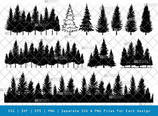 Pine Trees SVG Cut Files | Pine Trees Silhouette | Christmas Trees Svg | Forest Svg | Forest Line Svg Cut File | Pine Trees Bundle SVG ETC Craft 
