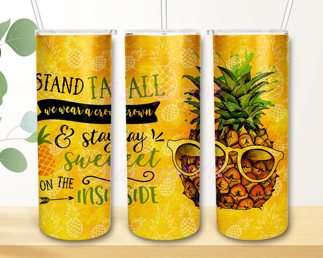 Pineapple 20oz Skinny Tumbler Sublimation Wrap Design PNG Digital Download Sublimation sassyprint 
