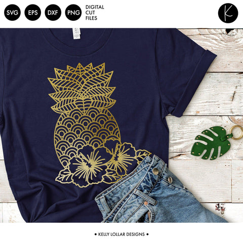 Pineapple and Hibiscus Mandala SVG Kelly Lollar Designs 
