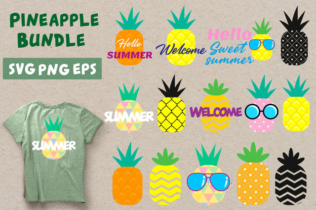 Pineapple Bundle SVG. Summer Pineapples SVG Helga Art 