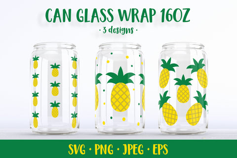 Pineapple can glass wrap design SVG. Summer glass can SVG LaBelezoka 