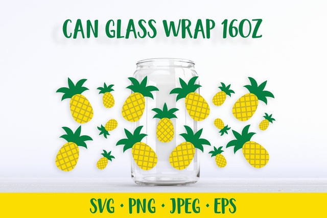 Pineapple can glass wrap SVG. Summer tropical glass can SVG LaBelezoka 