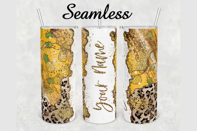 Pineapple Cheetah Glitter Marble Tumbler sublimation design 20 oz skinny tumbler wrap Sublimation BambinaCreations 