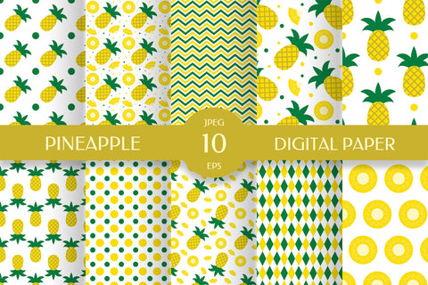 Pineapple Digital Paper Bundle. Summer Seamless Pattern Digital Pattern LaBelezoka 
