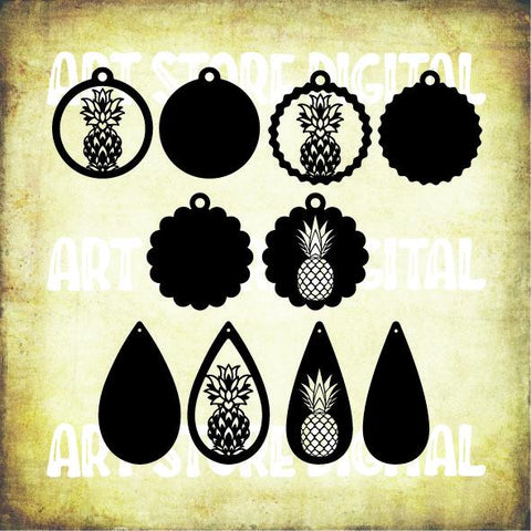 Pineapple Earrings (2) Svg, Pineapple Earring Template Svg, Dxf, eps, Png, Jpg, Instant Download SVG Artstoredigital 