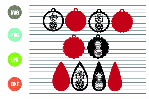 Pineapple Earrings (2) Svg, Pineapple Earring Template Svg, Dxf, eps, Png, Jpg, Instant Download SVG Artstoredigital 