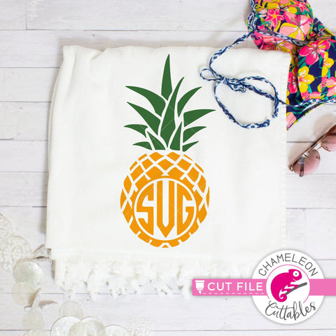 Pineapple for Monogram - Summer Beach SVG Chameleon Cuttables 