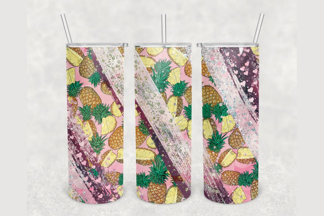 Pineapple Glitter Brush Tumbler sublimation design 20 oz skinny tumbler wrap Sublimation BambinaCreations 
