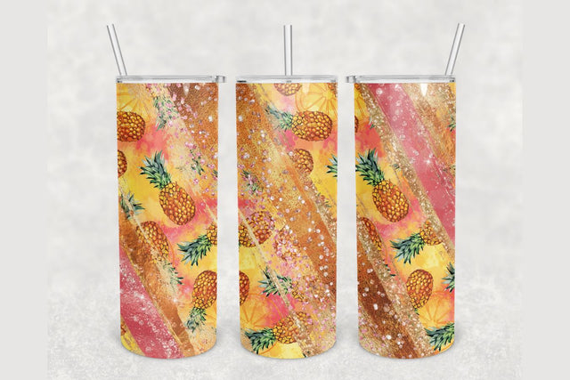 Pineapple Glitter Milky Way Tumbler sublimation design 20 oz skinny tumbler wrap Sublimation BambinaCreations 