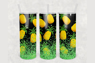 Pineapple Green Glitter Tumbler sublimation design 20 oz skinny tumbler wrap Sublimation BambinaCreations 