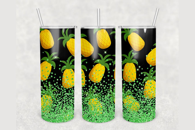Pineapple Green Glitter Tumbler sublimation design 20 oz skinny tumbler wrap Sublimation BambinaCreations 