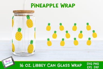 Pineapple Libbey Can Glass Wrap SVG | 16 oz. Can Glass SVG SVG Stacy's Digital Designs 