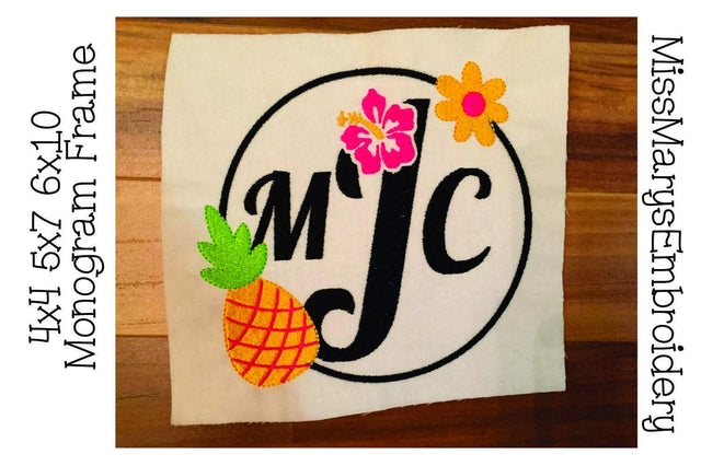 Pineapple Monogram Embroidery Frame Embroidery/Applique MissMarysEmbroidery 