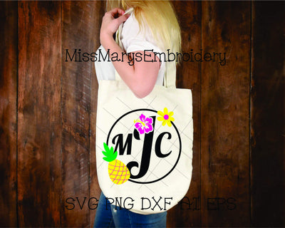 Pineapple Monogram Frame SVG MissMarysEmbroidery 
