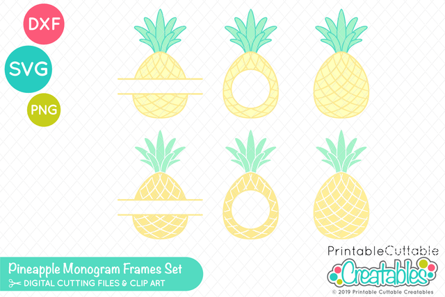 Pineapple Monogram Frames SVG Set SVG Printable Cuttable Creatables 