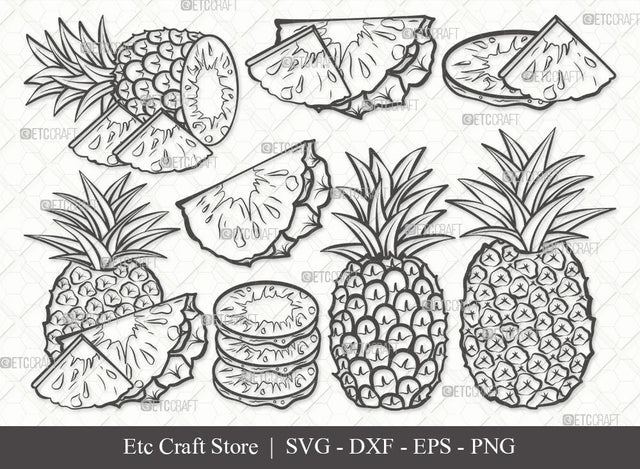 Pineapple Outline SVG Cut File | Summer Svg | Tropical Beach Svg | Be a Pineapple Svg | Pineapple Frout Svg | Eps | Dxf | Png SVG ETC Craft 