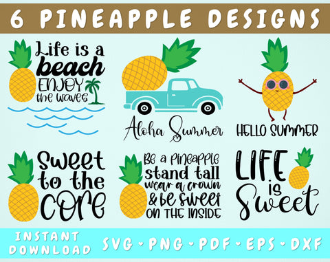 Pineapple Quotes SVG Bundle, 6 Designs, Pineapple Sayings SVG, Pineapple Shirt SVG, Be A Pineapple Stand Tall SVG, Funny Pineapple SVG SVG HappyDesignStudio 