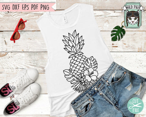 Pineapple SVG file, Pineapple Cut File, Pineapple Flowers SVG file, Floral Pineapple SVG, Pineapple Floral svg, Summer svg Files, Fruit svg SVG Wild Pilot 