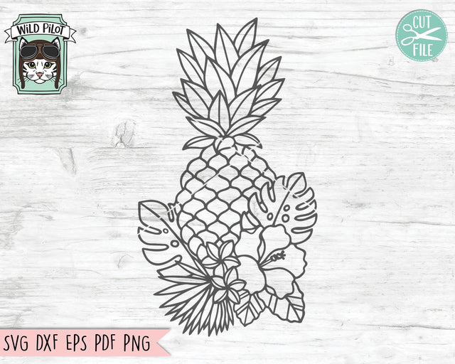 Pineapple SVG file, Pineapple Cut File, Pineapple Flowers SVG file, Floral Pineapple SVG, Pineapple Floral svg, Summer svg Files, Fruit svg SVG Wild Pilot 