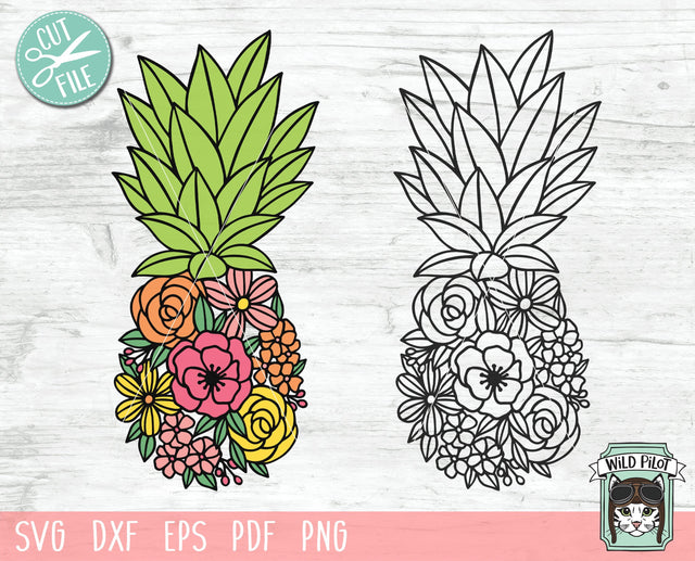 Pineapple SVG File, Pineapple Flowers SVG Cut File, Floral Pineapple SVG, Pineapple Floral Cut File, Pineapple Cut File, Summer SVG Files, Fruit SVG SVG Wild Pilot 