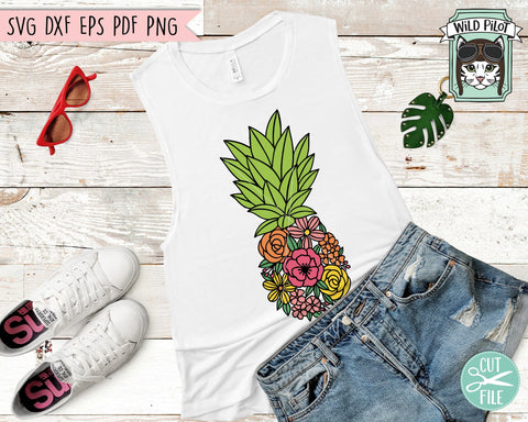 Pineapple SVG File, Pineapple Flowers SVG Cut File, Floral Pineapple SVG, Pineapple Floral Cut File, Pineapple Cut File, Summer SVG Files, Fruit SVG SVG Wild Pilot 