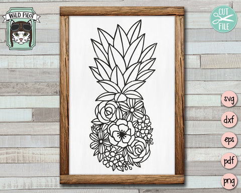 Pineapple SVG File, Pineapple Flowers SVG Cut File, Floral Pineapple SVG, Pineapple Floral Cut File, Pineapple Cut File, Summer SVG Files, Fruit SVG SVG Wild Pilot 