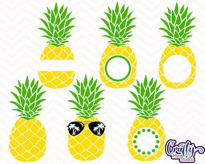 Pineapple Svg - Pineapple Monogram Frame Svg - Sunglasses Svg SVG Crafty Mama Studios 